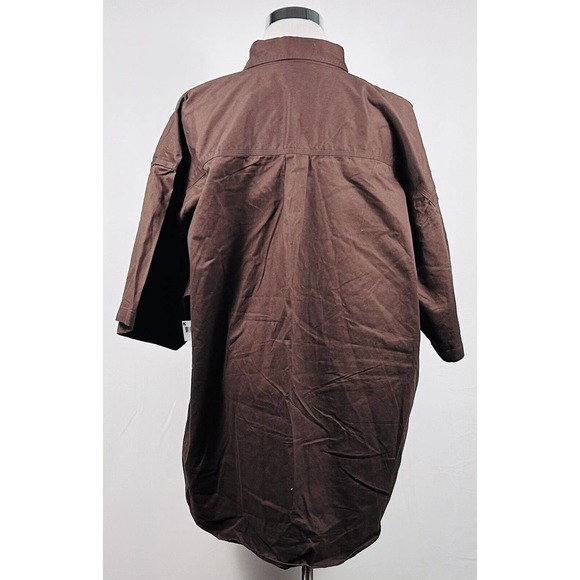 NWT DieHard 4XL Heavy Canvas Work Shirt Brown 100% Cotton Short Sleeve Button Up - Picture 5 of 5